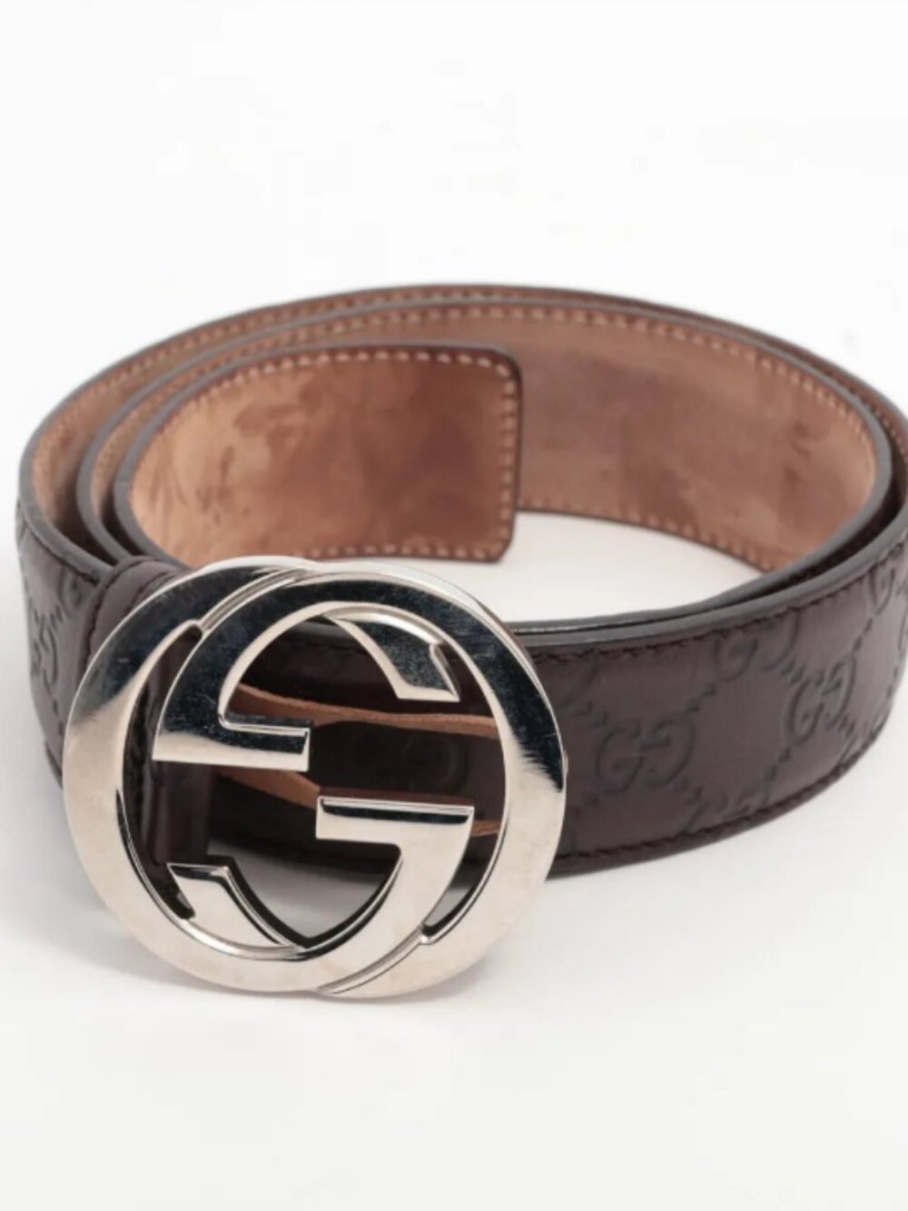 Gucci Interlocking GG Leather Belt Brown